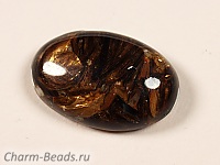 Кабошон слюды (тонированная прессовка крошки минералов). Погрешность измерения в пределах 0, 5 - 1 мм. Мелкие выемки с обратной стороны.