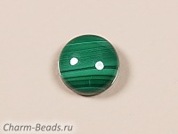 Кабошон малахита с узорами. Место добычи - Заир. Погрешность измерения 0, 5 - 1 мм.