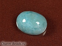 Кабошон ларимара. Доминикана. Погрешность измерения 0,5 - 1 мм. Микровыемки.